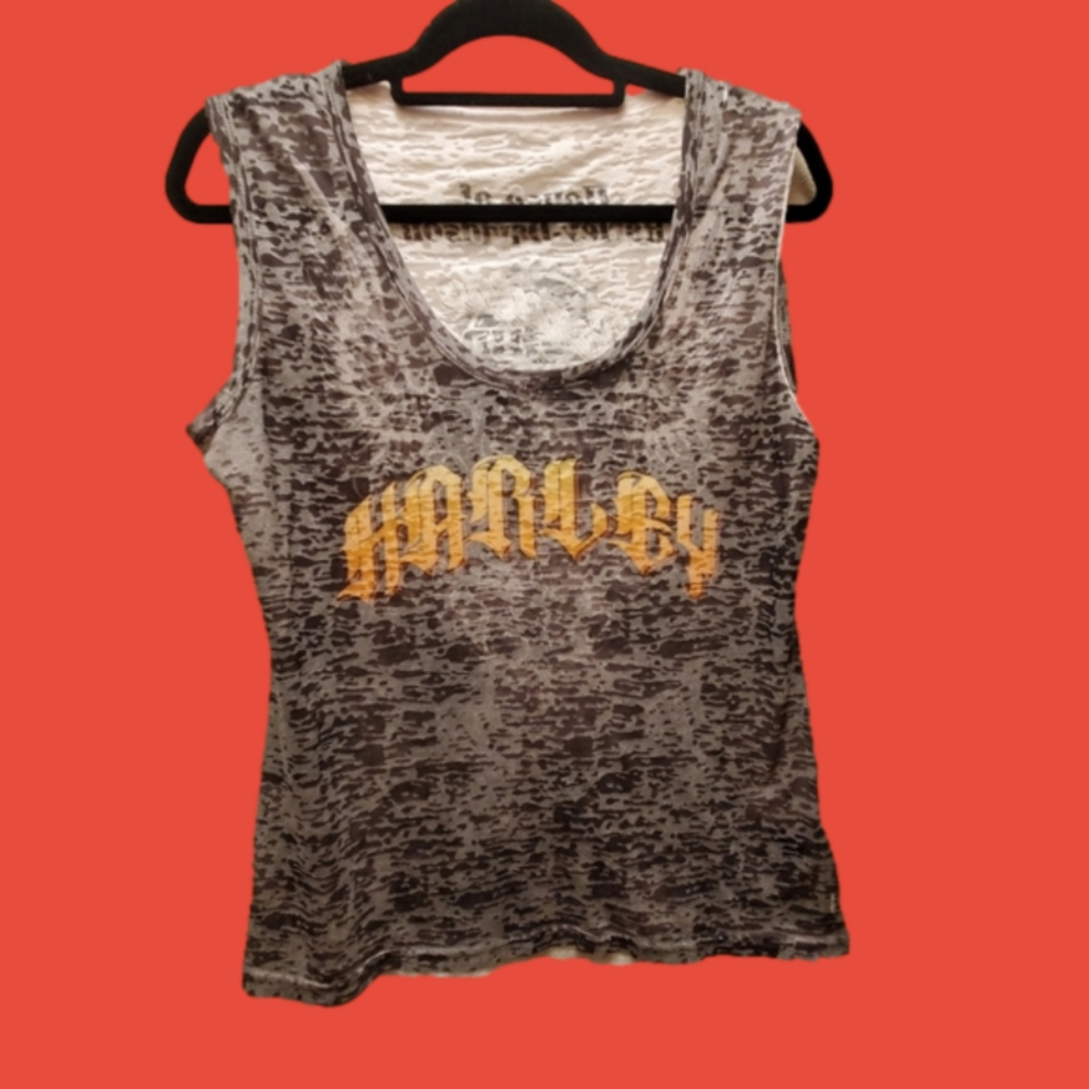 Women's size extra large white  sleeveless distressed Harley-Davidson  top